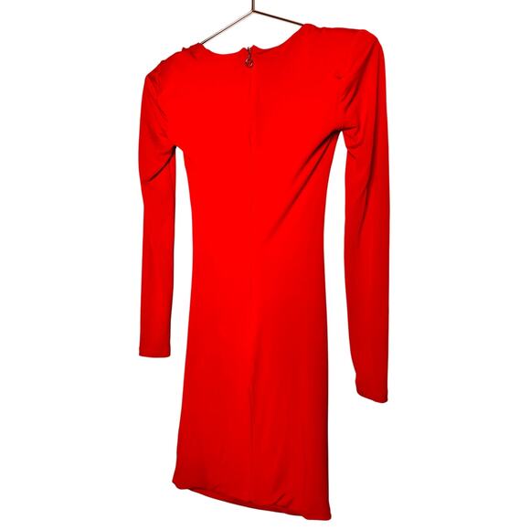 NOOKIE Red Jersey Squareneck Sheath Harley Structured Shoulders Mini Dress S - Picture 7 of 16